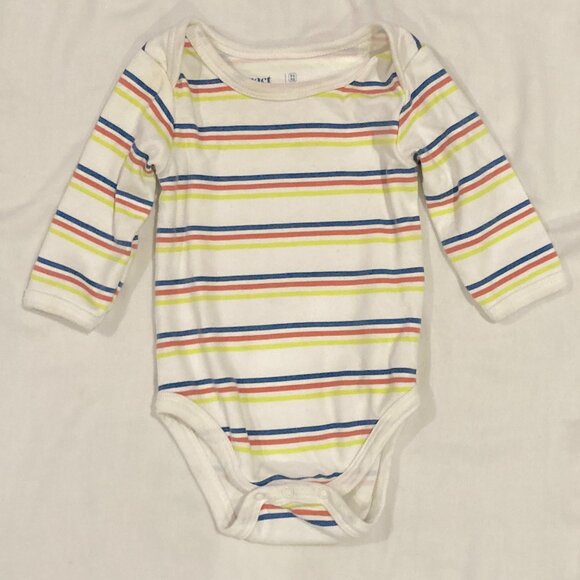 Pact Organic LS Snap Onesie, Multi stripe - Picture 1 of 3